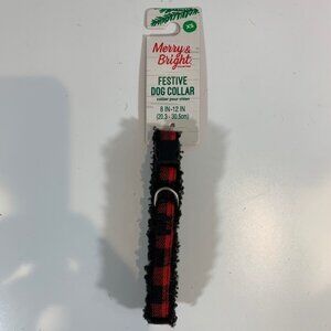 Merry and Bright Red Plaid Collar Checkered XS adjustable 8’-12’